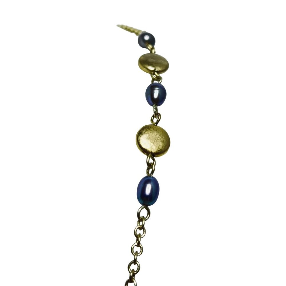 Lia Sophia Matt Gold Tone Coin Bead & Pearl Necklace (5829) - Picture 8 of 9